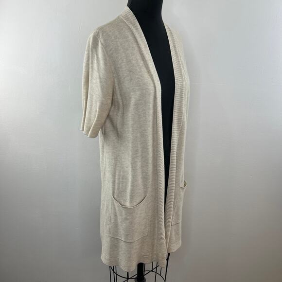 EILEEN FISHER Beige Cardigan Sweater Wool Blend Oversize Open Front S Small - Picture 3 of 9